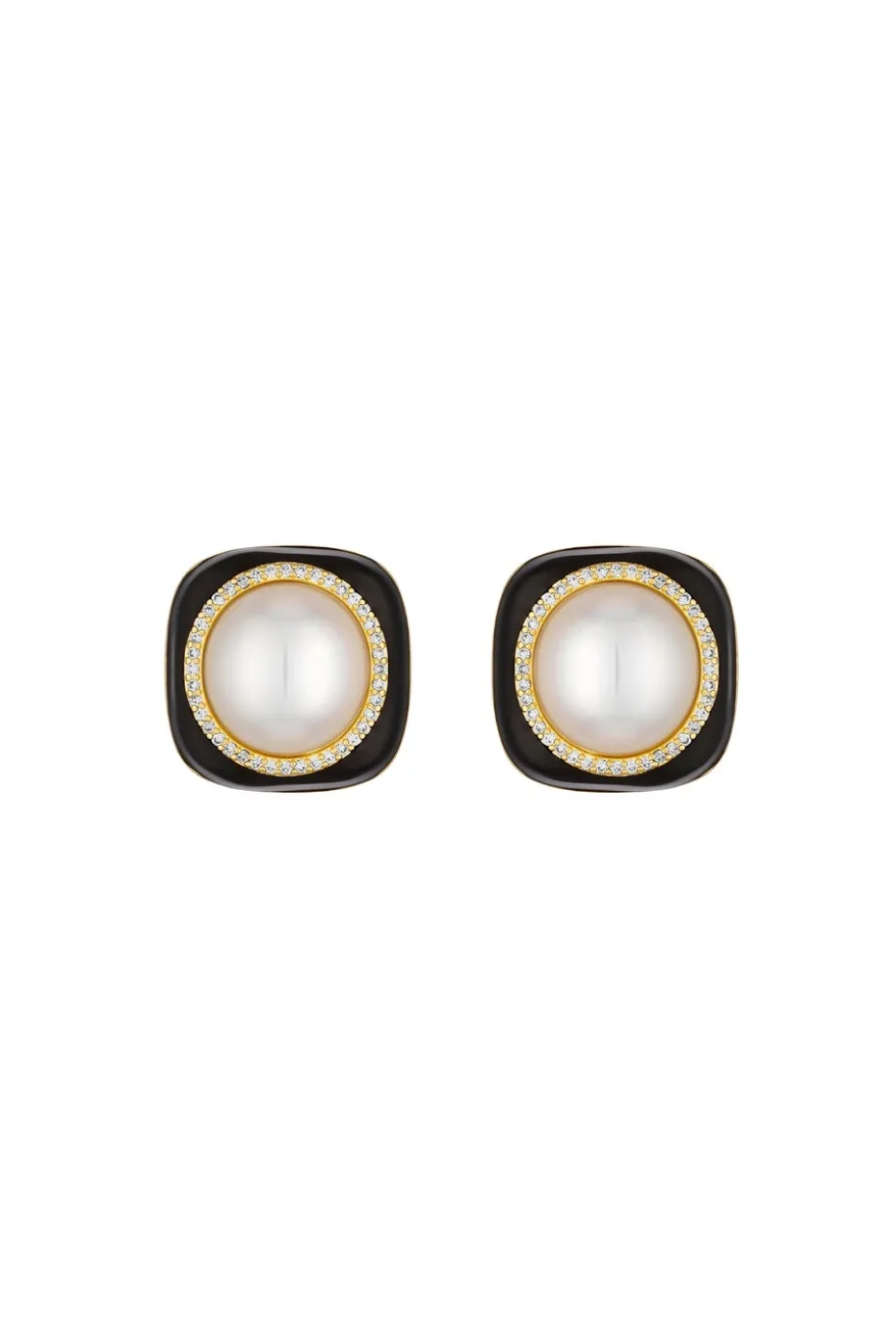 Jon Richard Gold Plated Jet and Pearl Earrings