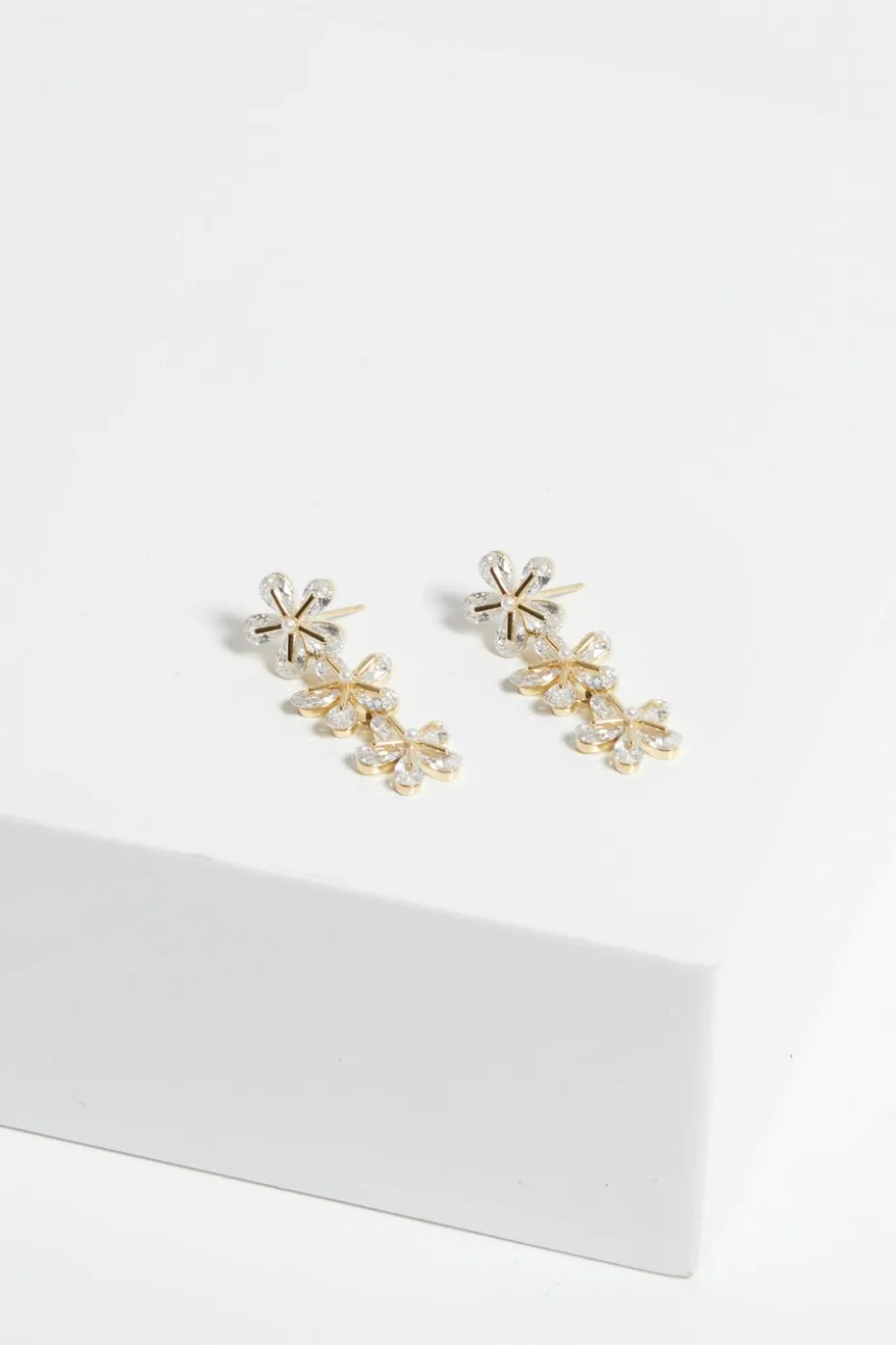 Jon Richard Gold Plated Multi Floral Drop Earrings