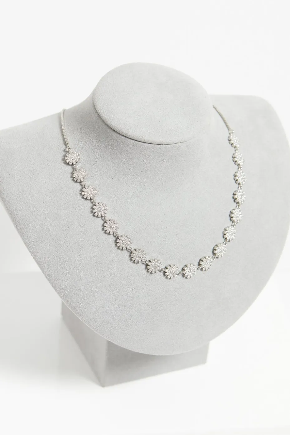 Jon Richard Rhodium Plated Cubic Zirconia Mini Flower Adjustable Necklace