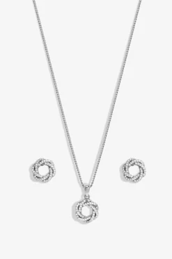 Jon Richard Rhodium Plated Cubic Zirconia Open Twist Box Set