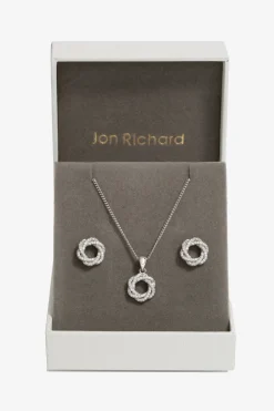 Jon Richard Rhodium Plated Cubic Zirconia Open Twist Box Set
