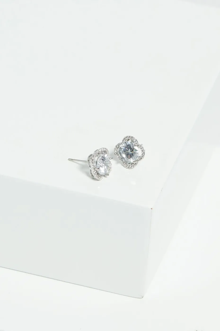 Jon Richard Silver Cubic Zirconia & Pave Stud Earrings