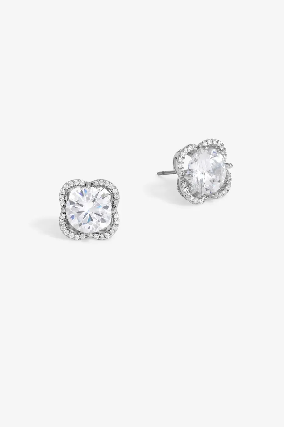 Jon Richard Silver Cubic Zirconia & Pave Stud Earrings
