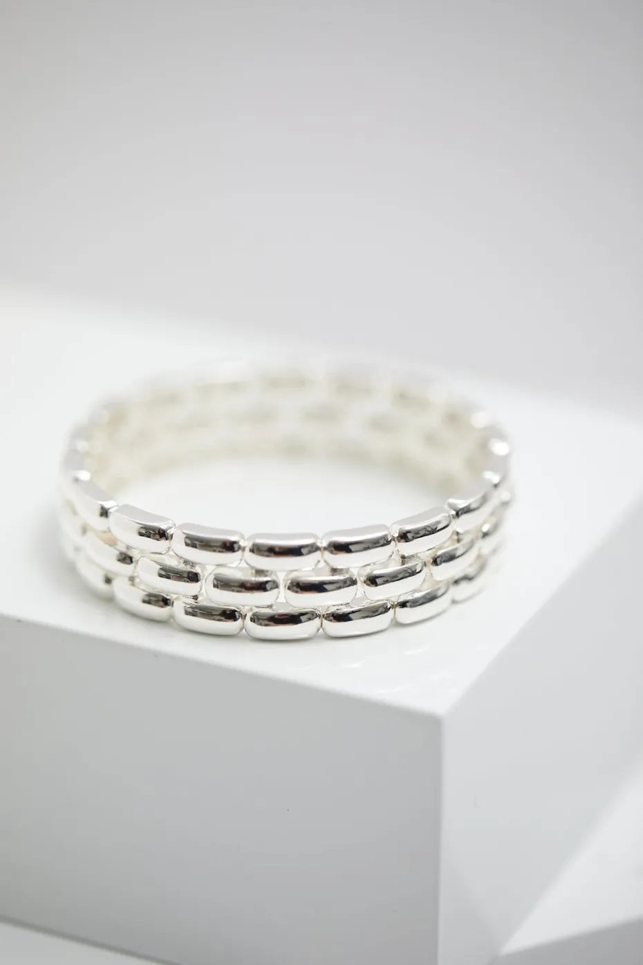 Jon Richard Silver Plated Polished Chain Stretch Bracelet