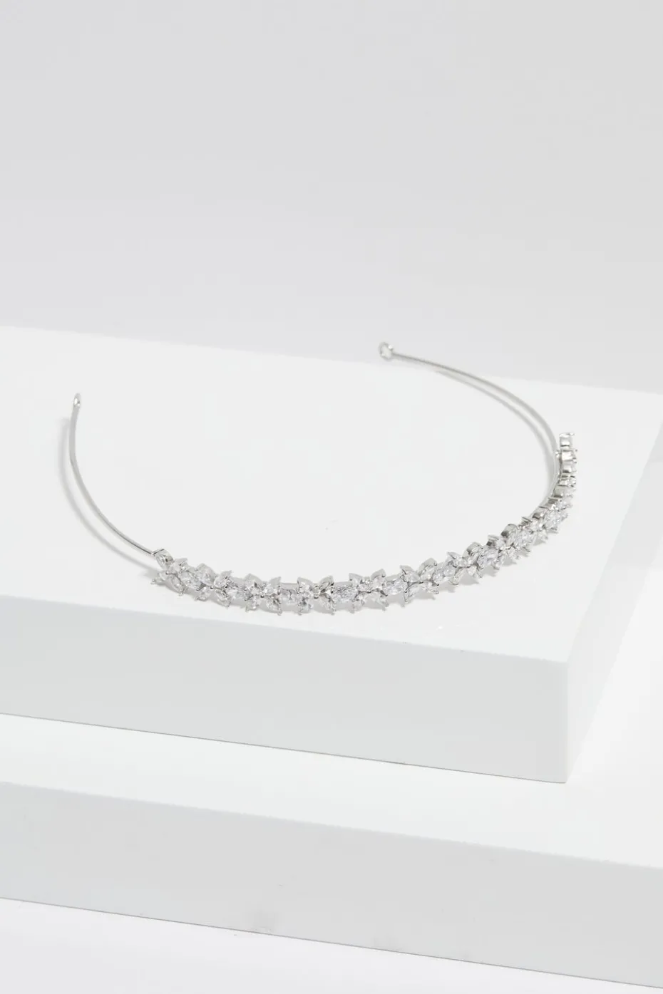 Jon Richard Silver Plated Crystal Floral Single Row Headband