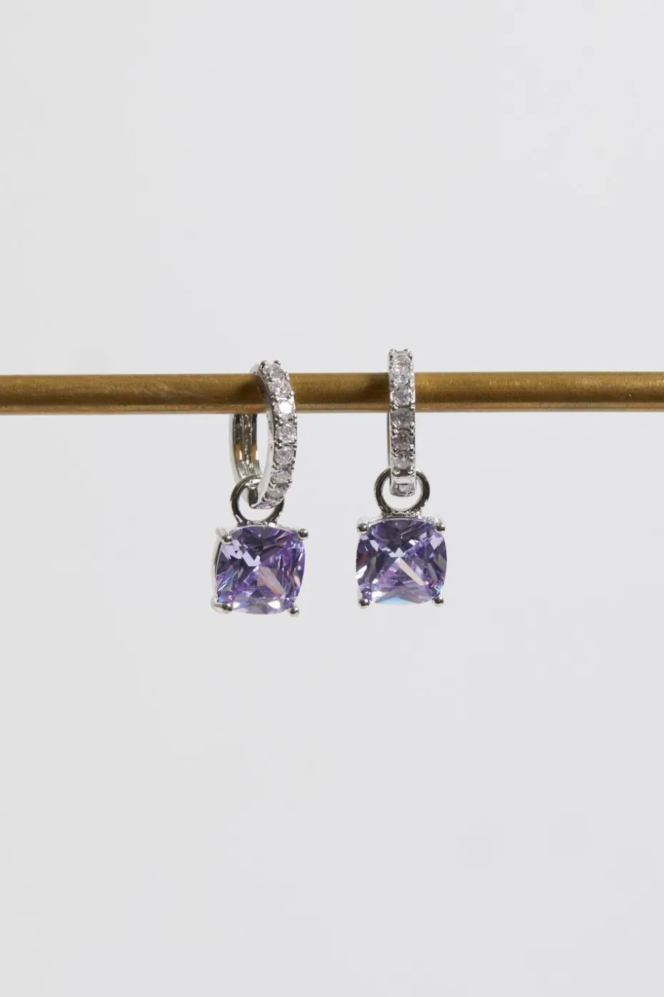 Jon Richard Silver Plated & Lavender Huggie Earrings
