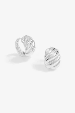 Jon Richard Silver Plated Large Ridge Hoop Earrings