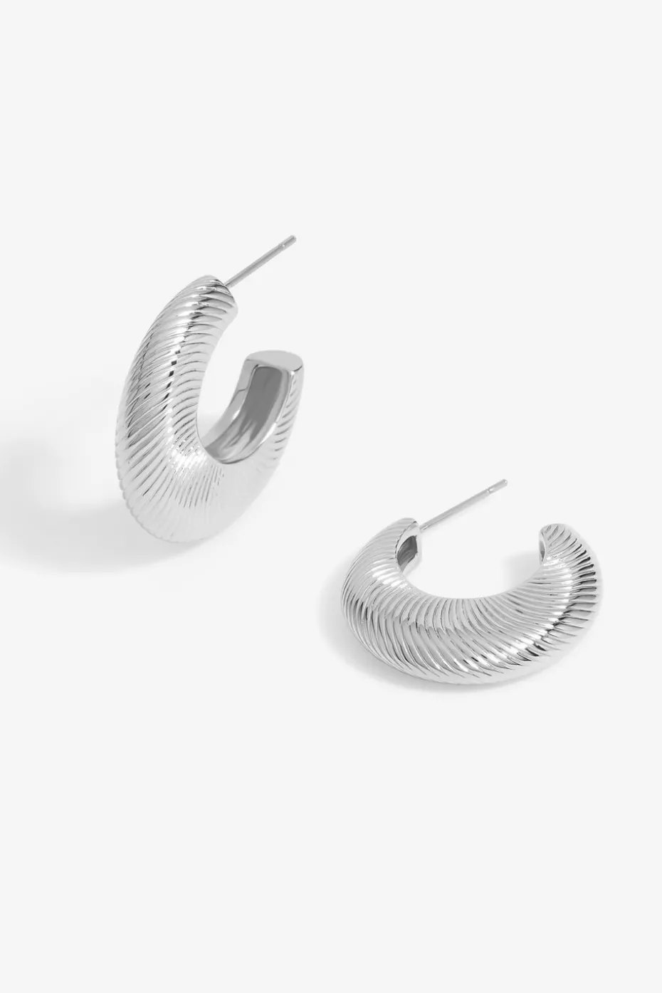 Jon Richard Silver Plated Diamond Cut Hoop Earrings