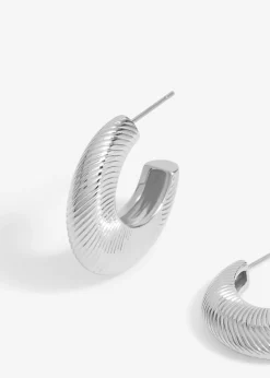 Jon Richard Silver Plated Diamond Cut Hoop Earrings