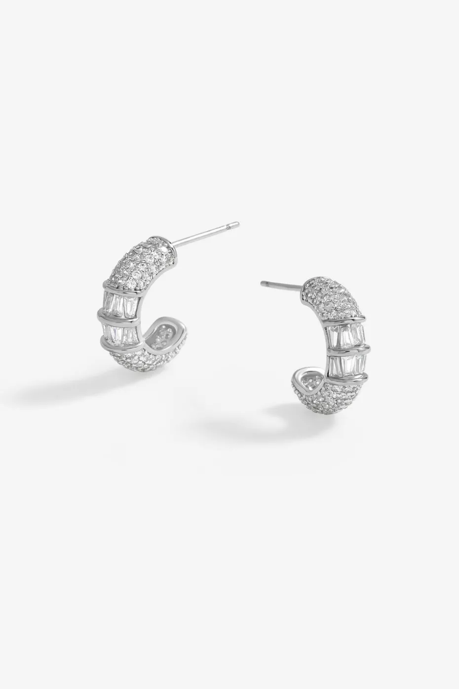 Jon Richard Silver Plated Cubic Zirconia Micro Pave Mini Hoop Earrings