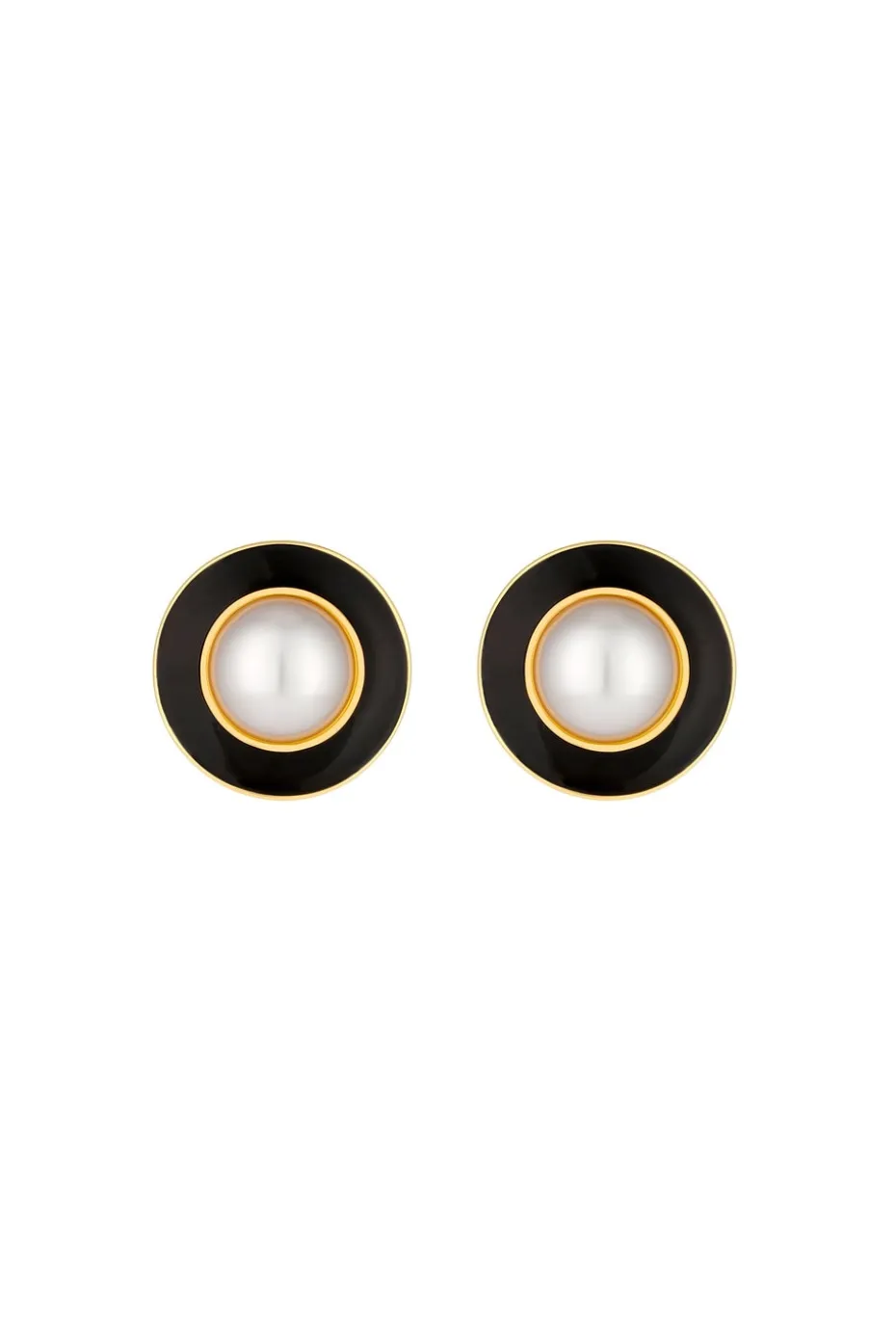 Jon Richard Vintage Inspired Gold Plated Pearl And Enamel Clip Earrings