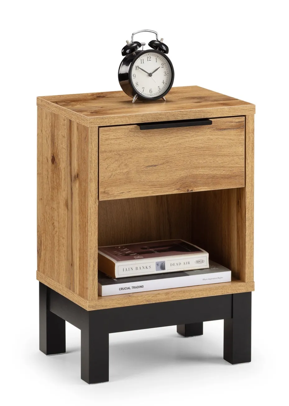 Julian Bowen Bali 1 Drawer Bedside in Light Brown (50 x 35 x 26cm)