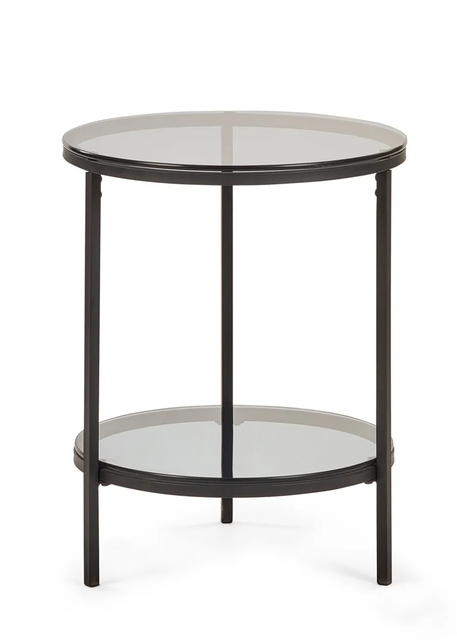 Julian Bowen Black Chicago Circular Lamp Table With Shelf (56 x 45 x 45cm)