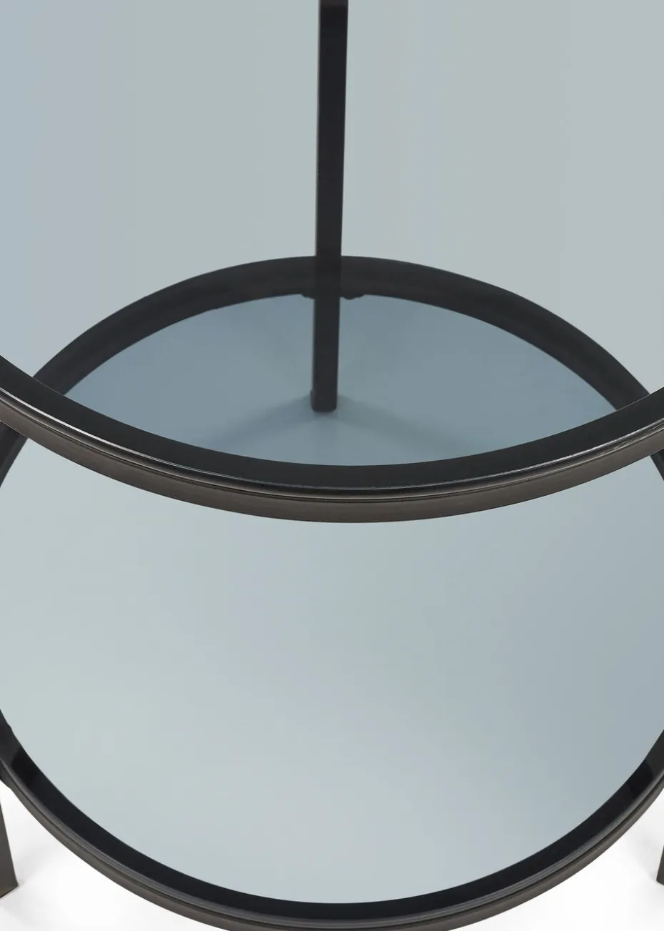 Julian Bowen Black Chicago Circular Lamp Table With Shelf (56 x 45 x 45cm)
