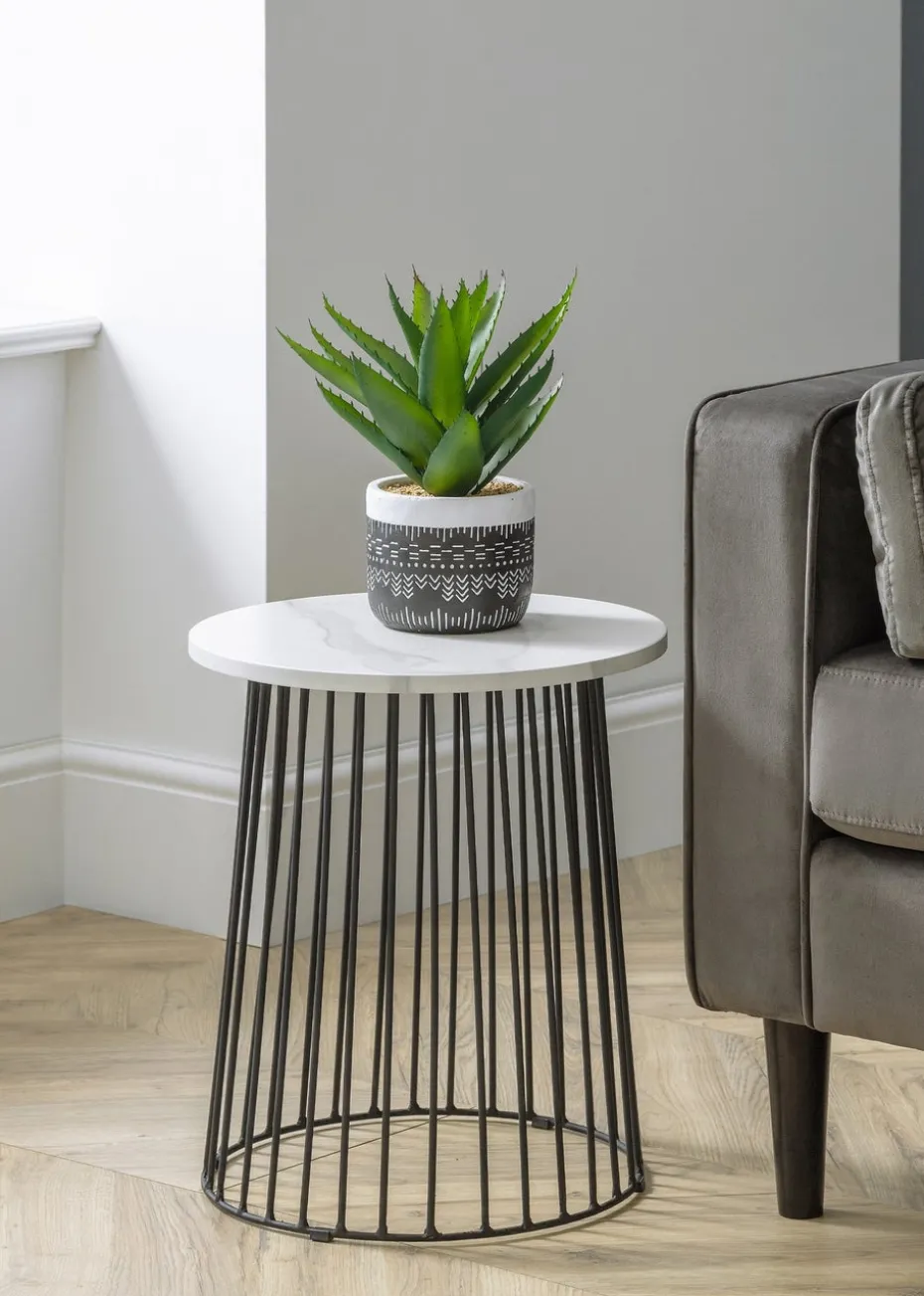 Julian Bowen Marble Broadway Round Lamp Table (46 x 40 x 40cm)