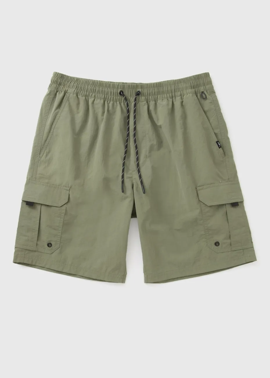 Khaki Cargo Swim Shorts