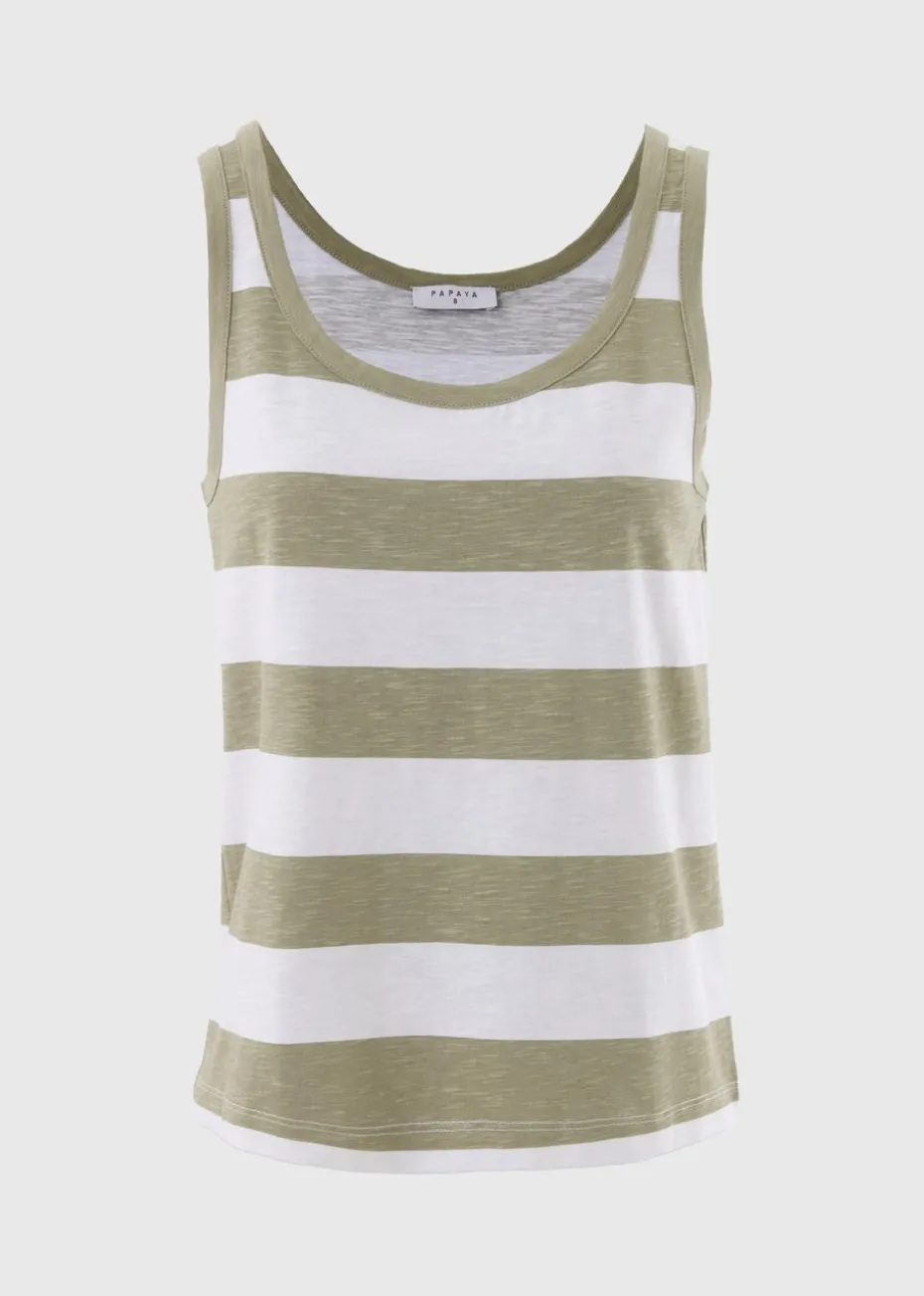 Khaki Stripe Slub Vest