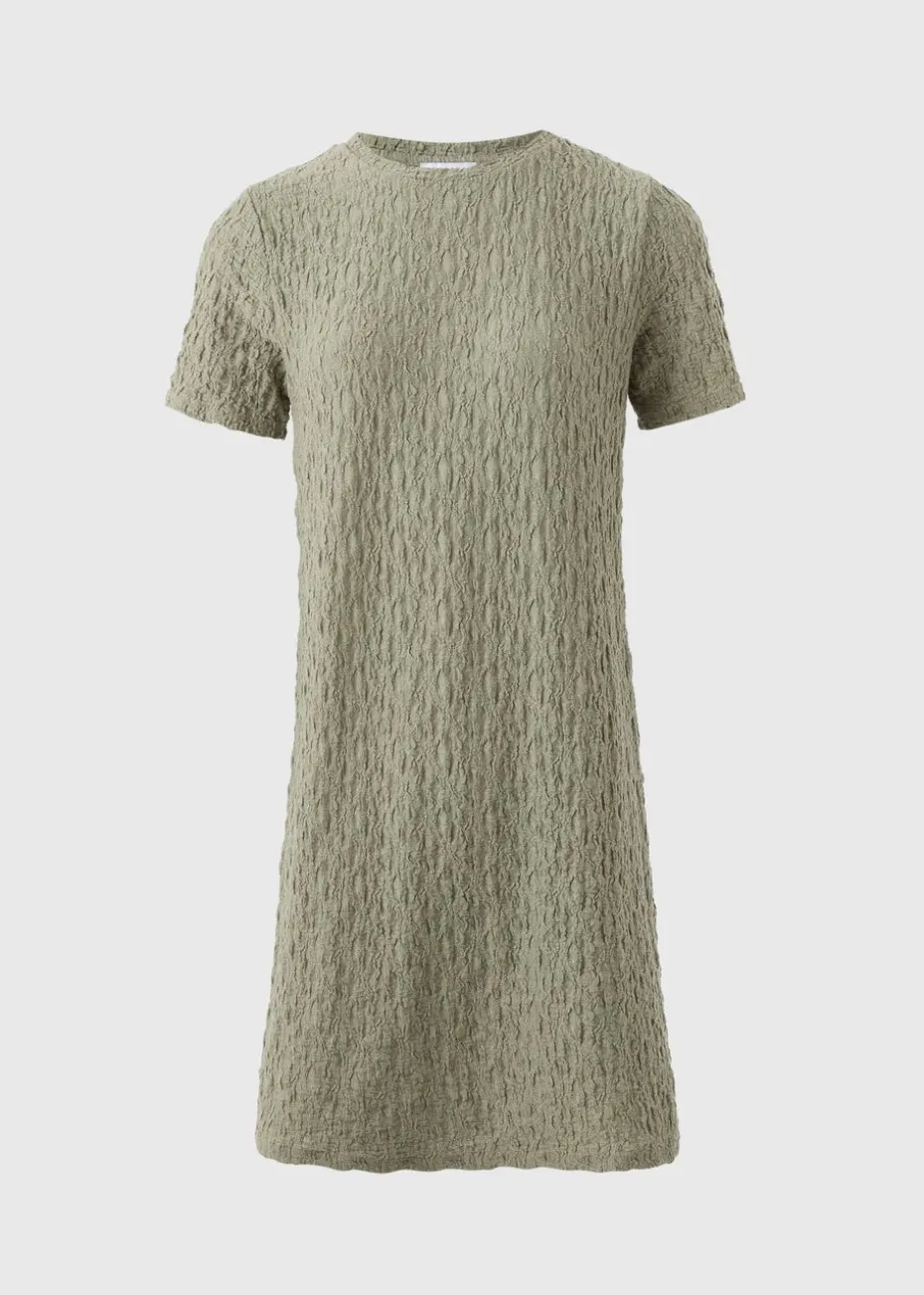 Khaki T-Shirt Textured Mini Dress