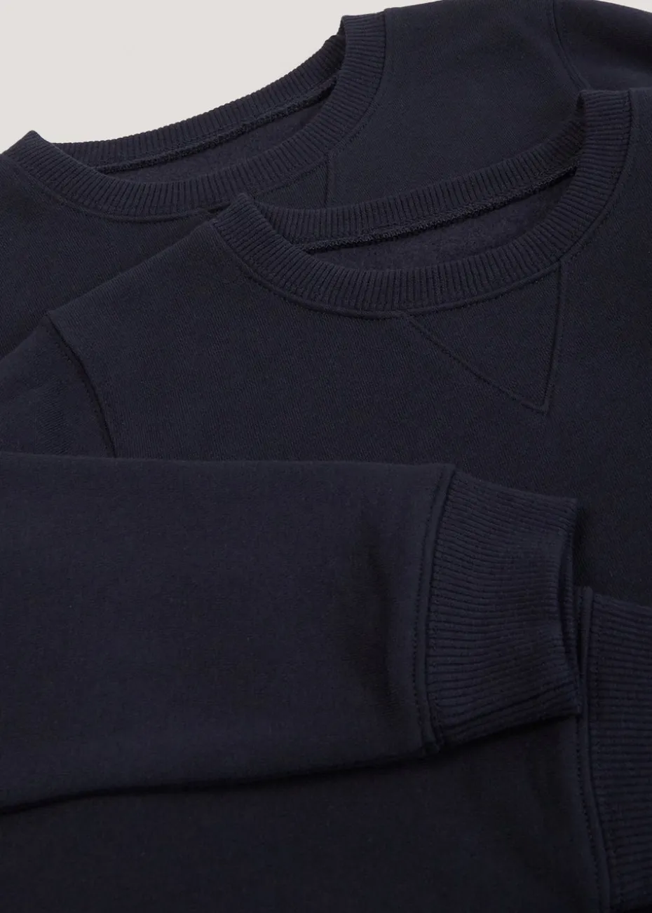 Kids 2 Pack Navy Crew Neck School Sweatshirts (3-13yrs)