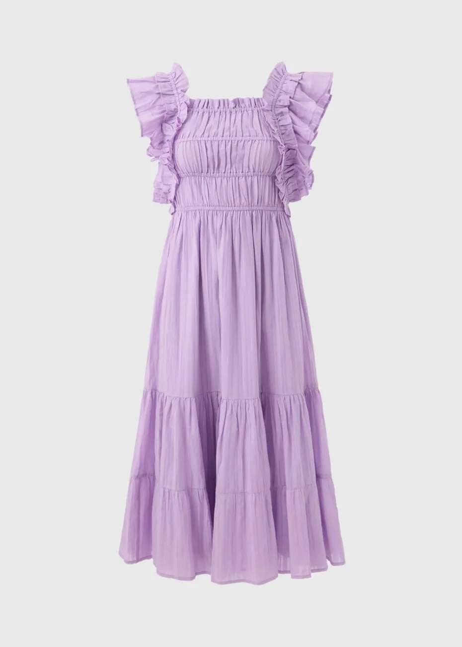 Lilac Frill Midi Dress