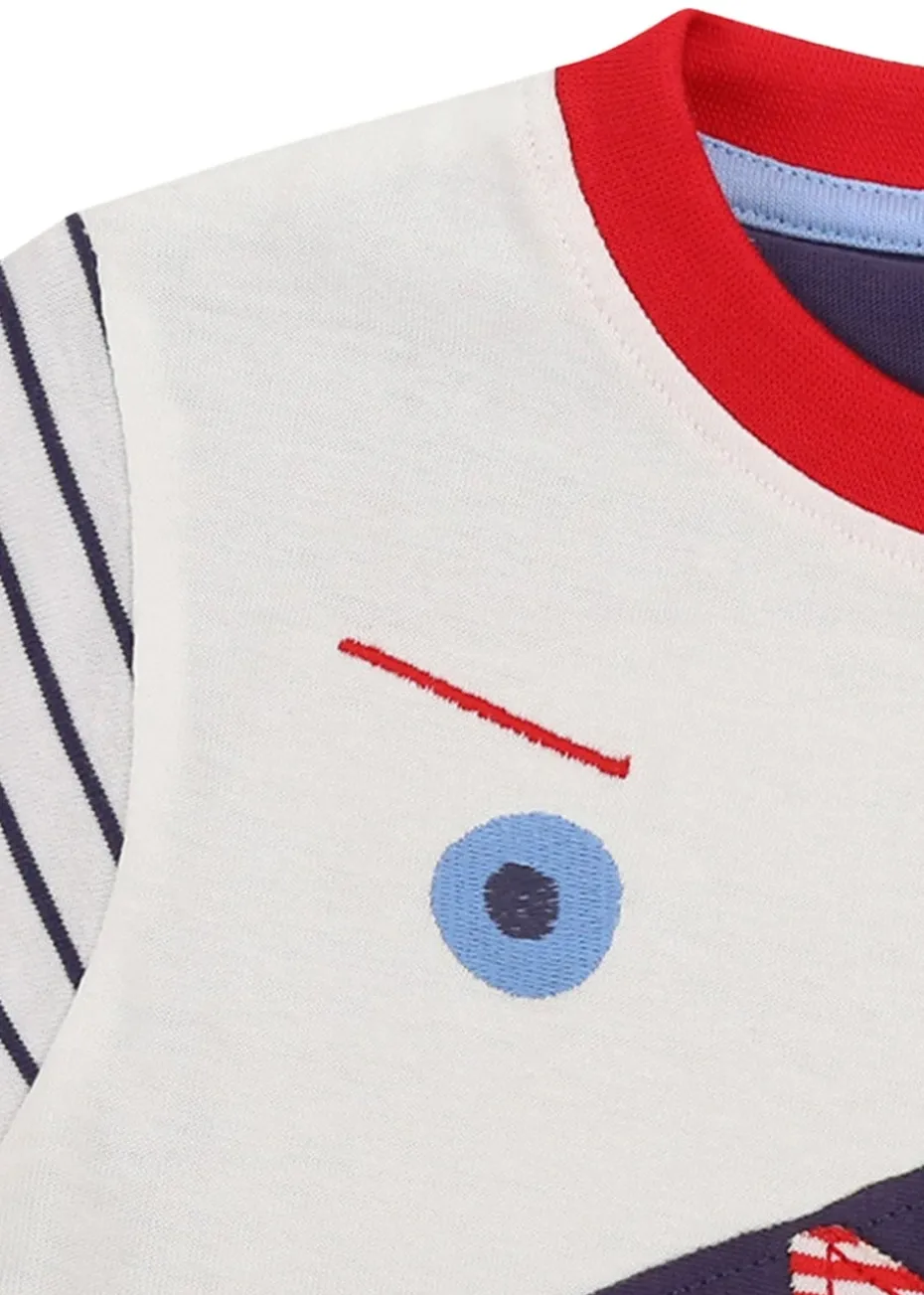 Lilly & Sid Multicoloured Shark Applique T-Shirt (24 Months- 8 Years)