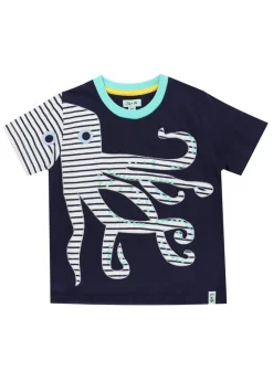 Lilly & Sid Navy Octopus Applique T Shirt (0-7 Years)