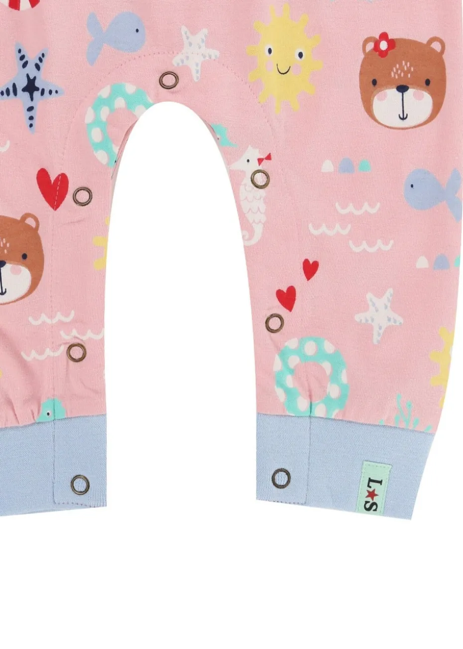 Lilly & Sid Pink Lilly & Friends Print Romper (24 Months- 8 Years)