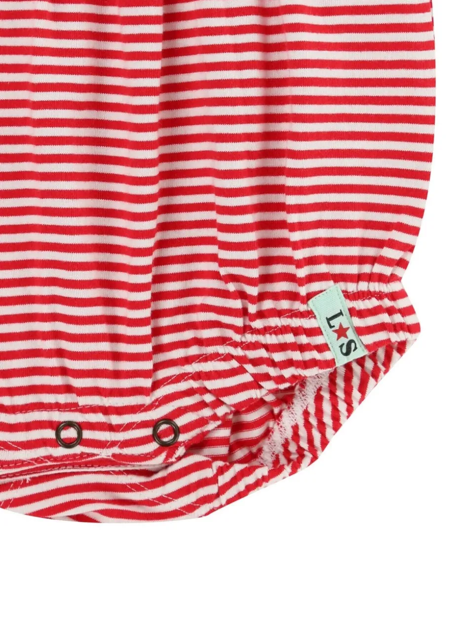 Lilly & Sid Red Stripe & Gingham Print Romper (0-12 Months)