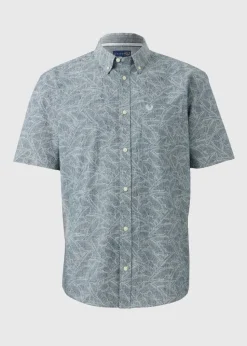 Lincoln Navy Chambray Leaf Print Shirt