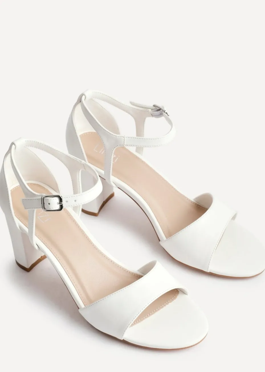 Linzi Abby White Faux Leather Closed Back Block Heel Sandal