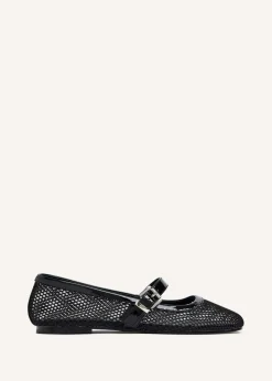 Linzi Arielle Black Mesh Mary Jane Pump