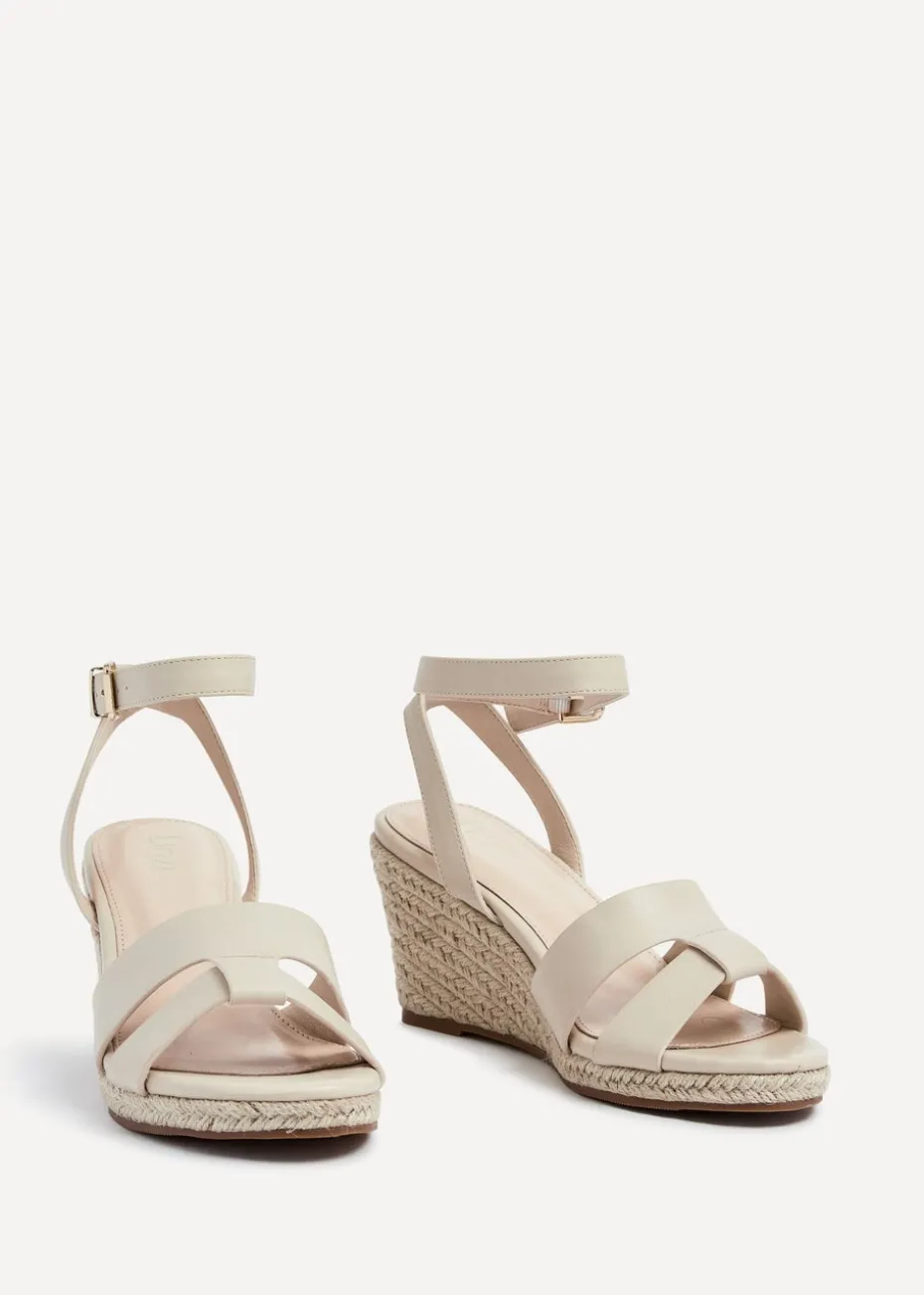 Linzi Bahia Sand Faux Leather Espadrille Inspired Wedge