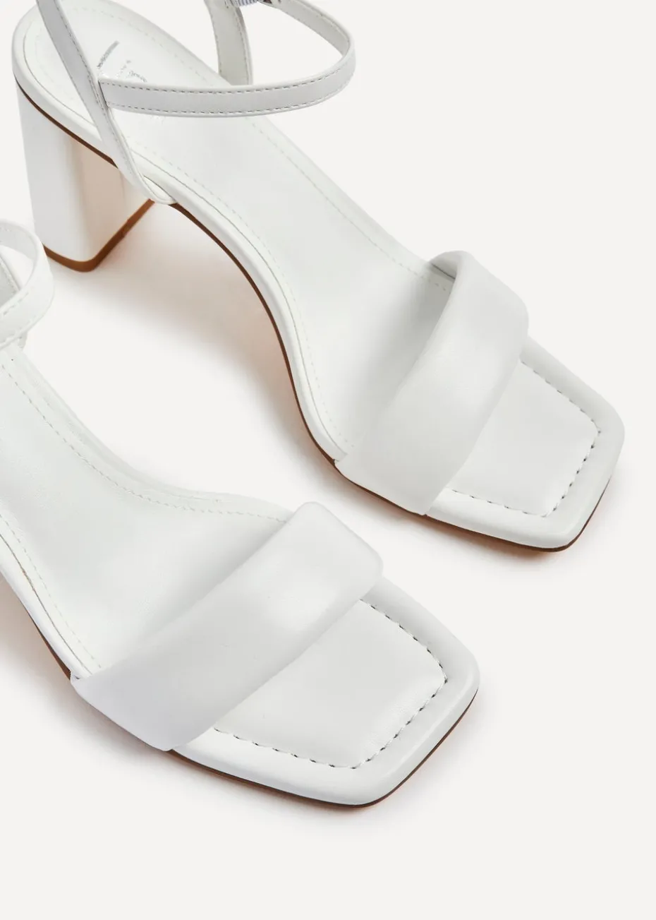 Linzi Balfour White Faux Leather Block Heeled Sandal