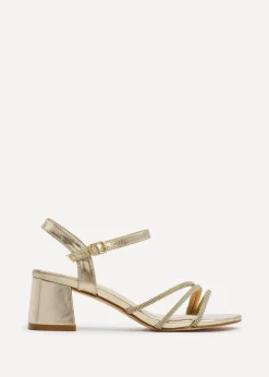 Linzi Carnation Gold Faux Leather Open Back Sandal