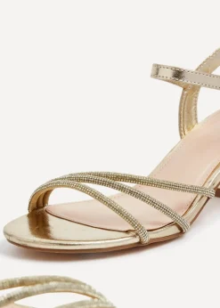 Linzi Carnation Gold Faux Leather Open Back Sandal