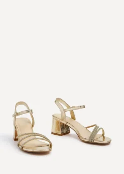 Linzi Carnation Gold Faux Leather Open Back Sandal