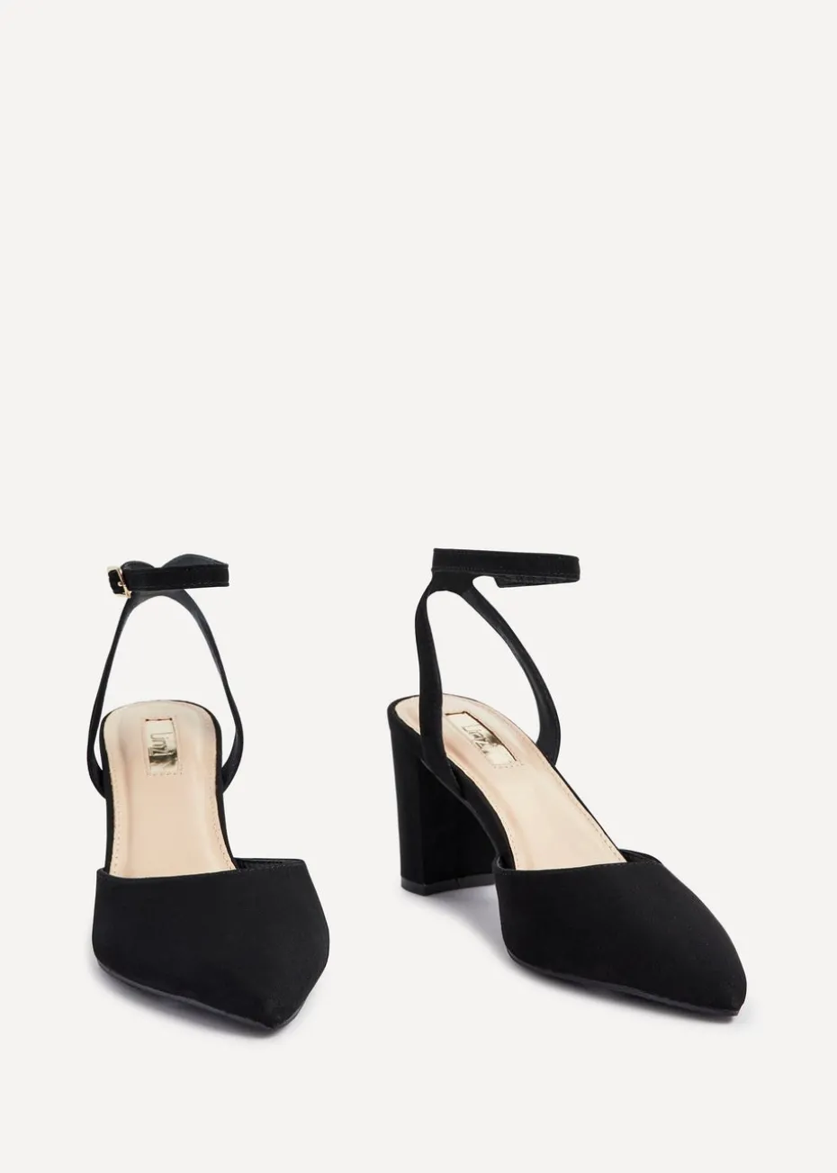 Linzi Carrie Black Faux Suede Mid Height Court Shoe