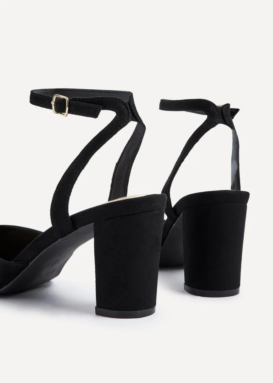 Linzi Carrie Black Faux Suede Mid Height Court Shoe