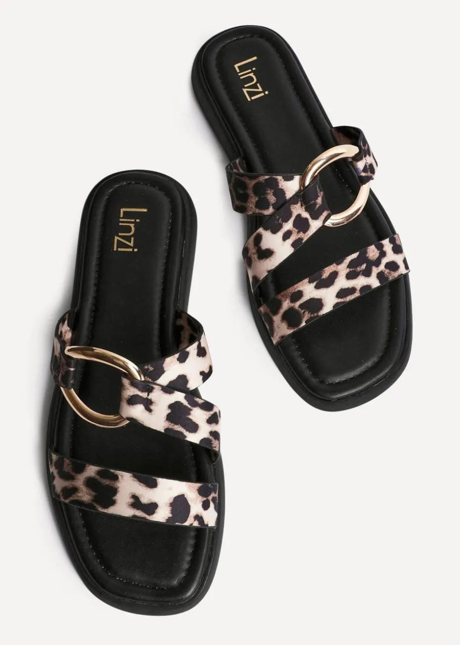 Linzi Cassandra Leopard Print Double Strap Sandal