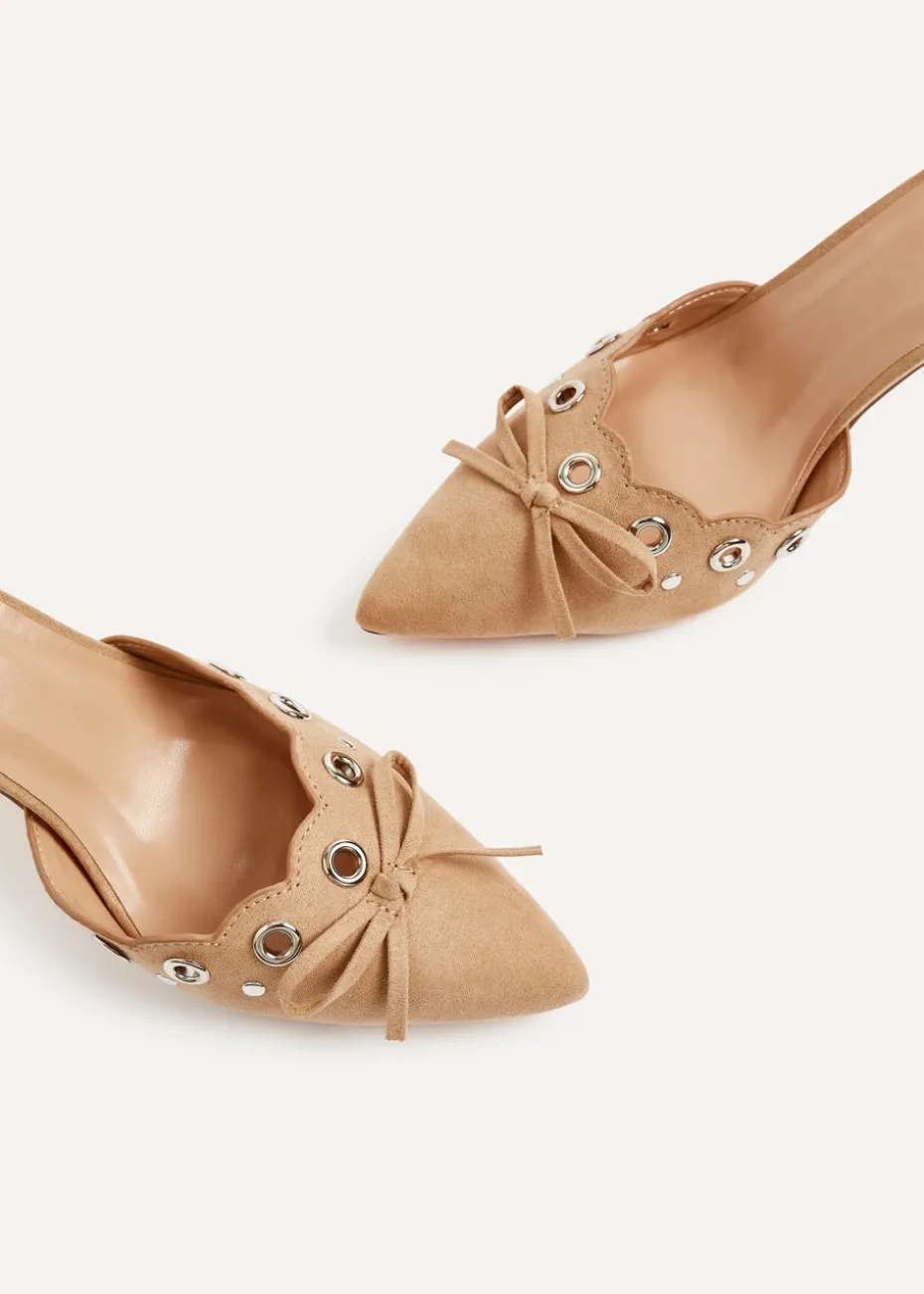 Linzi Clover Dark Nude Faux Suede Pointed Mule