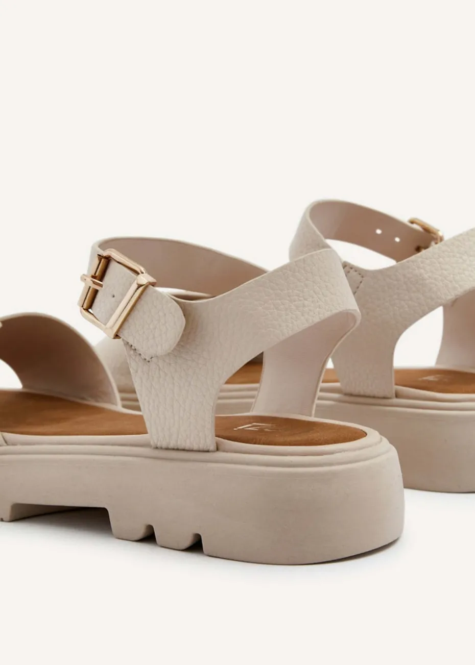 Linzi Comet Nude Faux Grain Leather Chunky Sandal