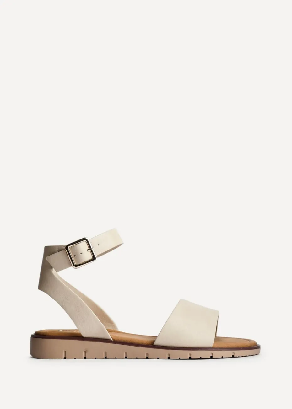 Linzi Denia Wide Fit Nude Faux Leather Footbed Two Part Sandal