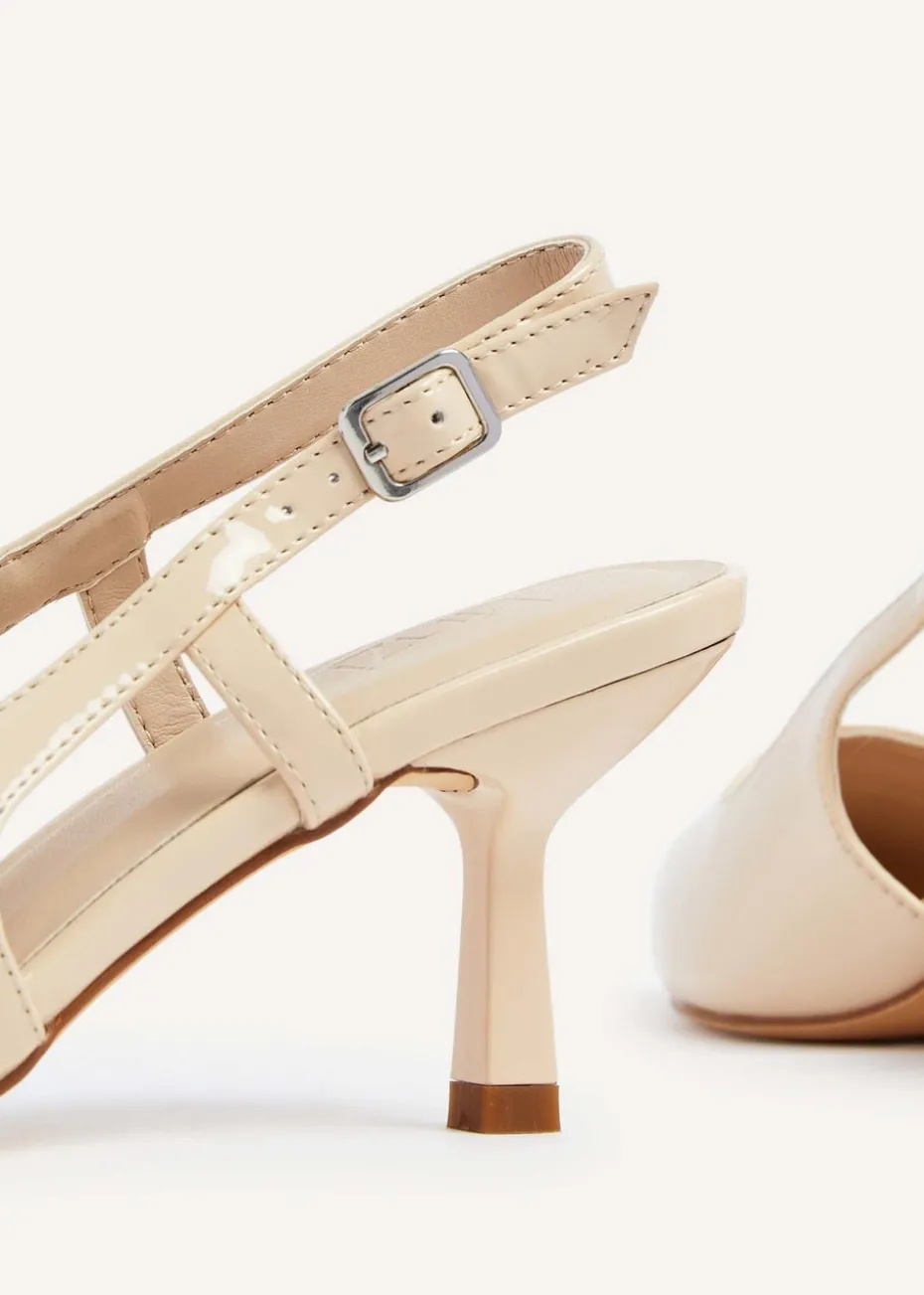 Linzi Dionne Nude Faux Patent Stiletto Court Heels