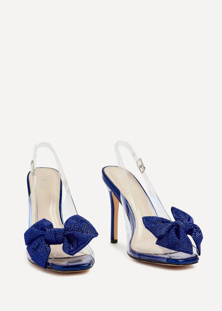 Linzi Divine Blue Metallic & Perspex Heels