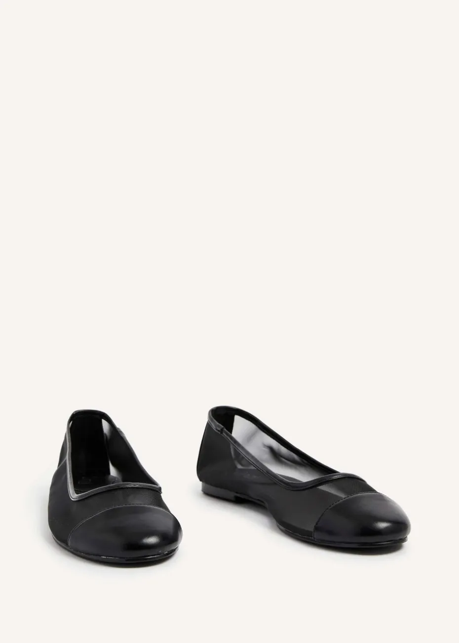 Linzi Elara Black Mesh & Faux Leather Mary Jane Pump