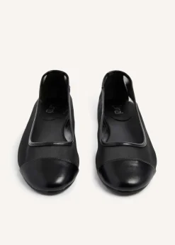 Linzi Elara Black Mesh & Faux Leather Mary Jane Pump