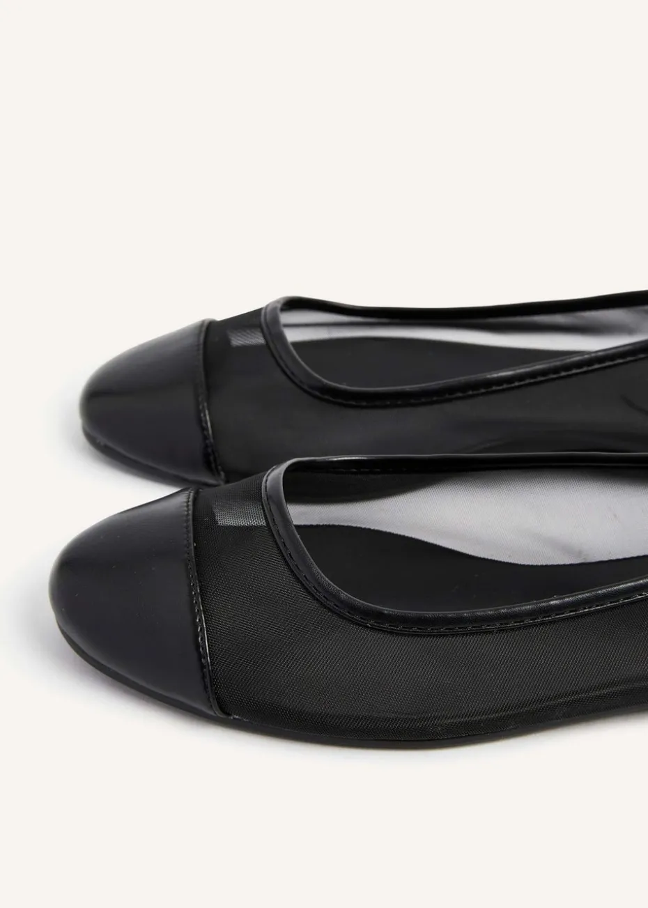 Linzi Elara Black Mesh & Faux Leather Mary Jane Pump