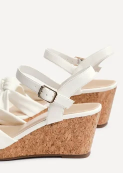 Linzi Elyah White Faux Leather Cork Wedge