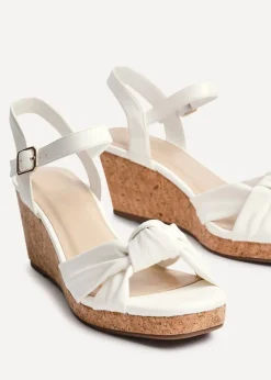 Linzi Elyah White Faux Leather Cork Wedge