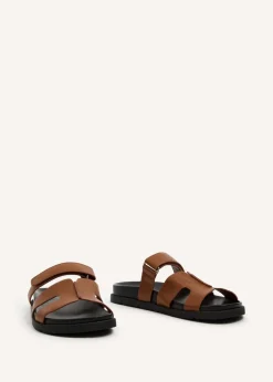 Linzi Emmy Tan Faux Leather Footbed Linked Design Sandal